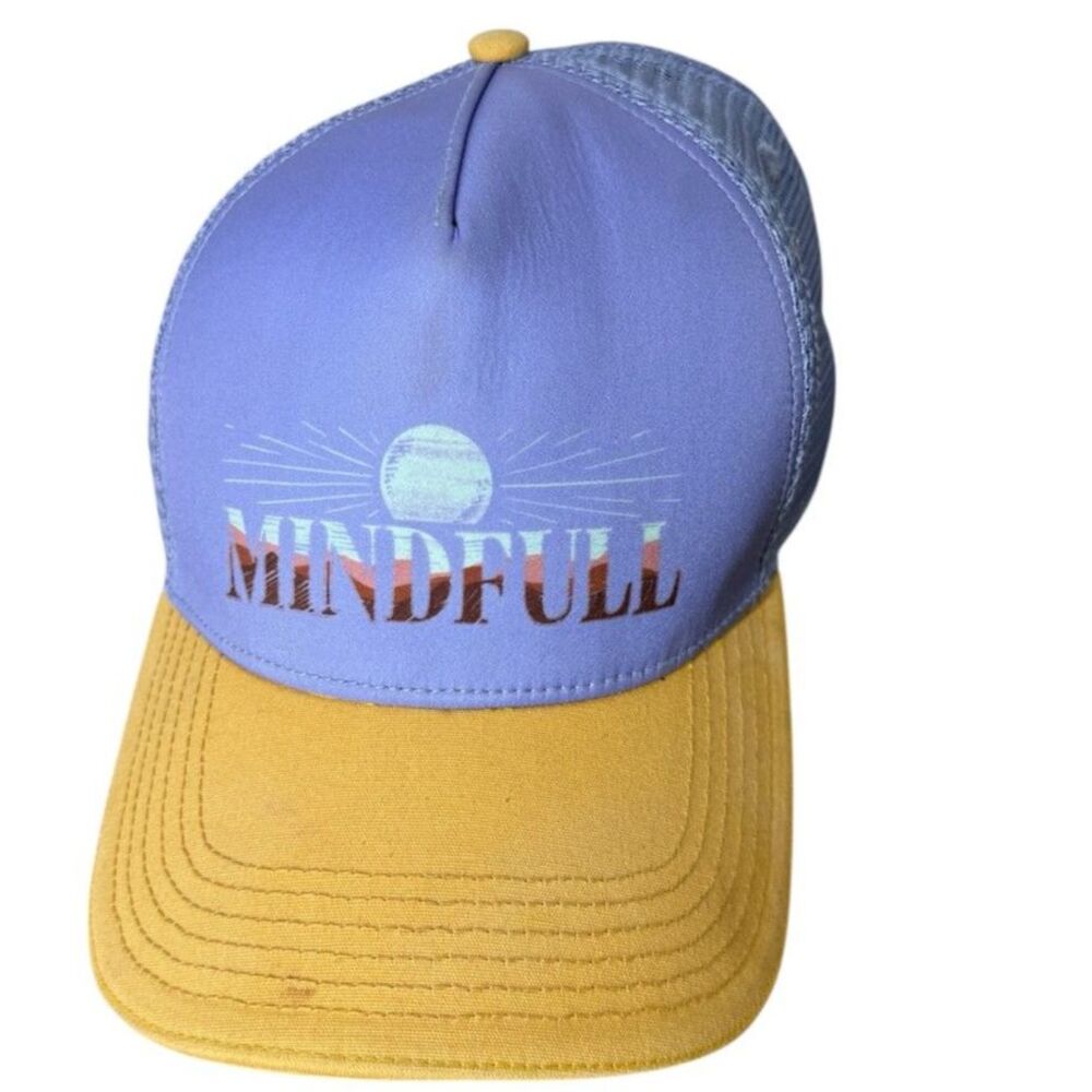 Prana Purple Yellow Mindfull Trucker Hat Womens OS Baseball Cap Organic